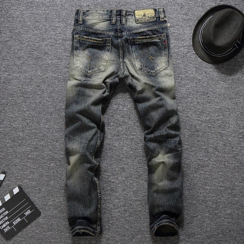 Jeans För Män Vintage Retrostil Slim Fit Rippede Jeans Homme Balplein Brand Jeans Herr Cotton Denim Biker