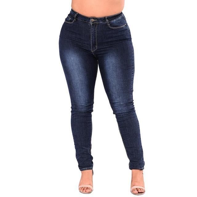 Jeans Med Hög Midja Femme Dam 5xl 6xl 7xl Plus Size Leggings Blå Denim Skinny Jeans Pencil Byxor Stretch Bodycon Slim Byxor