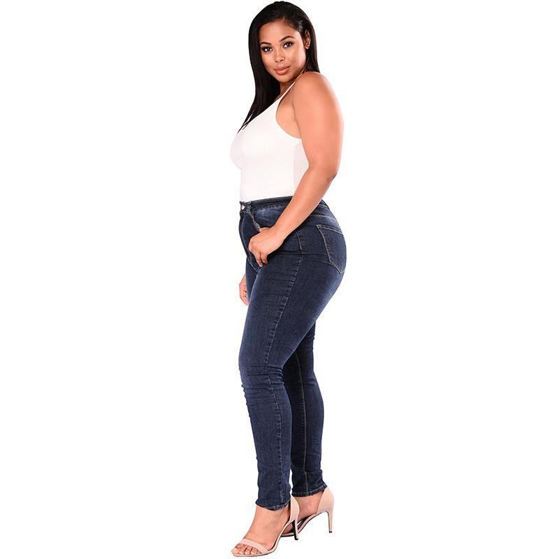 Jeans Med Hög Midja Femme Dam 5xl 6xl 7xl Plus Size Leggings Blå Denim Skinny Jeans Pencil Byxor Stretch Bodycon Slim Byxor