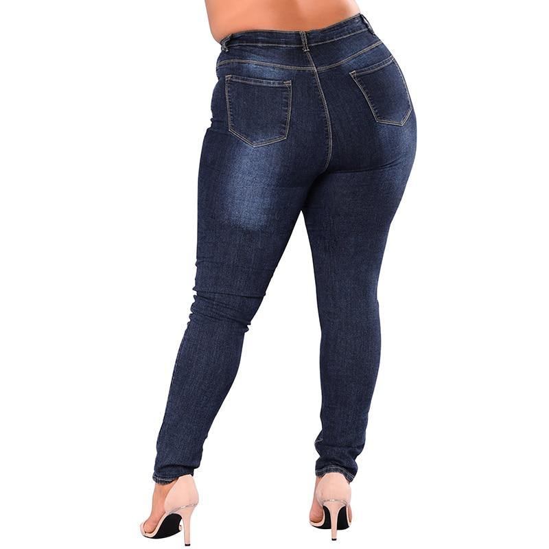 Jeans Med Hög Midja Femme Dam 5xl 6xl 7xl Plus Size Leggings Blå Denim Skinny Jeans Pencil Byxor Stretch Bodycon Slim Byxor