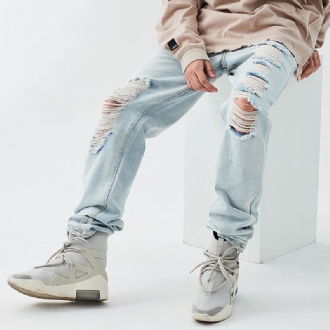 Loose High Street Ripped Jeans För Män