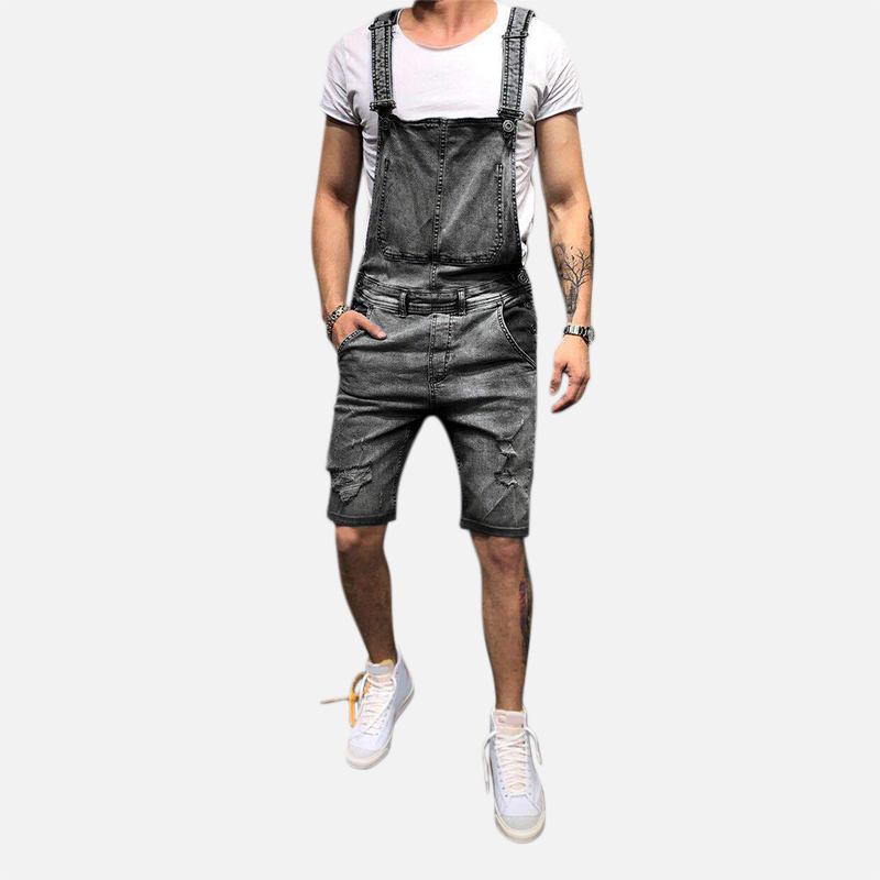 Män Slim Fit Denim Kort Casual Jumpsuit