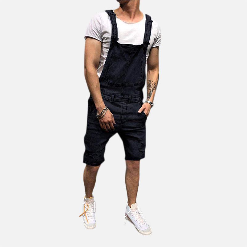 Män Slim Fit Denim Kort Casual Jumpsuit