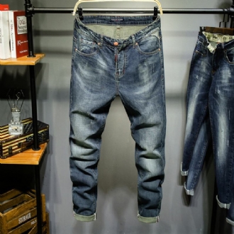 Nya Raka Smala Jeans För Män Med Retrostretch Denimbyxor Avslappnade Fötter