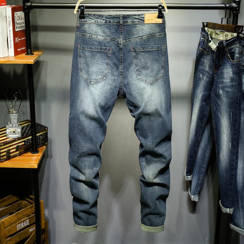 Nya Raka Smala Jeans För Män Med Retrostretch Denimbyxor Avslappnade Fötter