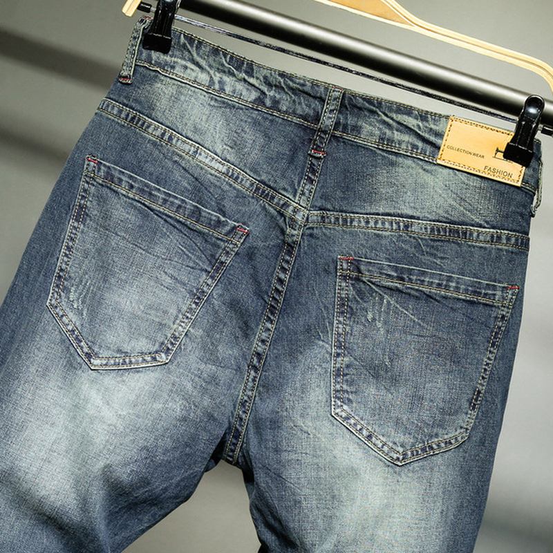 Nya Raka Smala Jeans För Män Med Retrostretch Denimbyxor Avslappnade Fötter