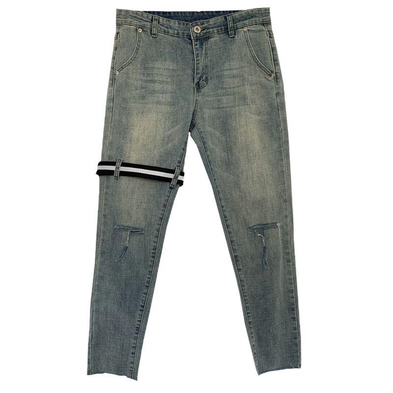 Ripped T-kniv Cut Jeans Cropped Byxor