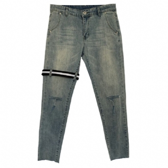 Ripped T-kniv Cut Jeans Cropped Byxor