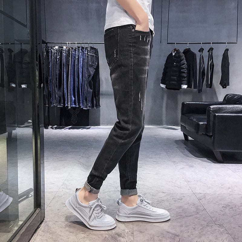 Säsongsnya Elastiska Herrjeans Casual Slim Feet Byxor Trend Långbyxor För Män