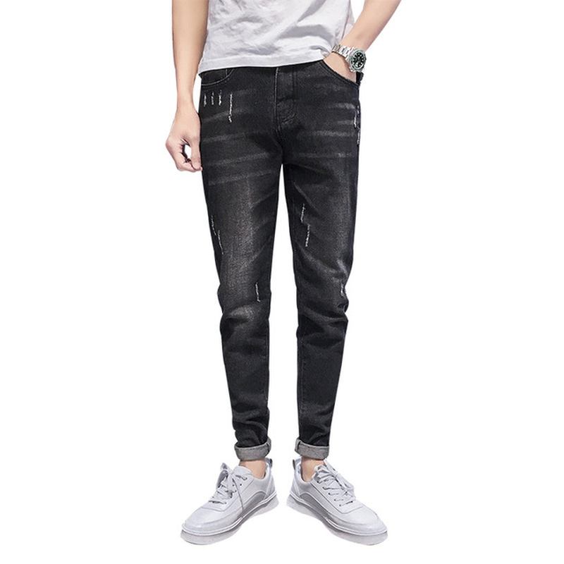 Säsongsnya Elastiska Herrjeans Casual Slim Feet Byxor Trend Långbyxor För Män