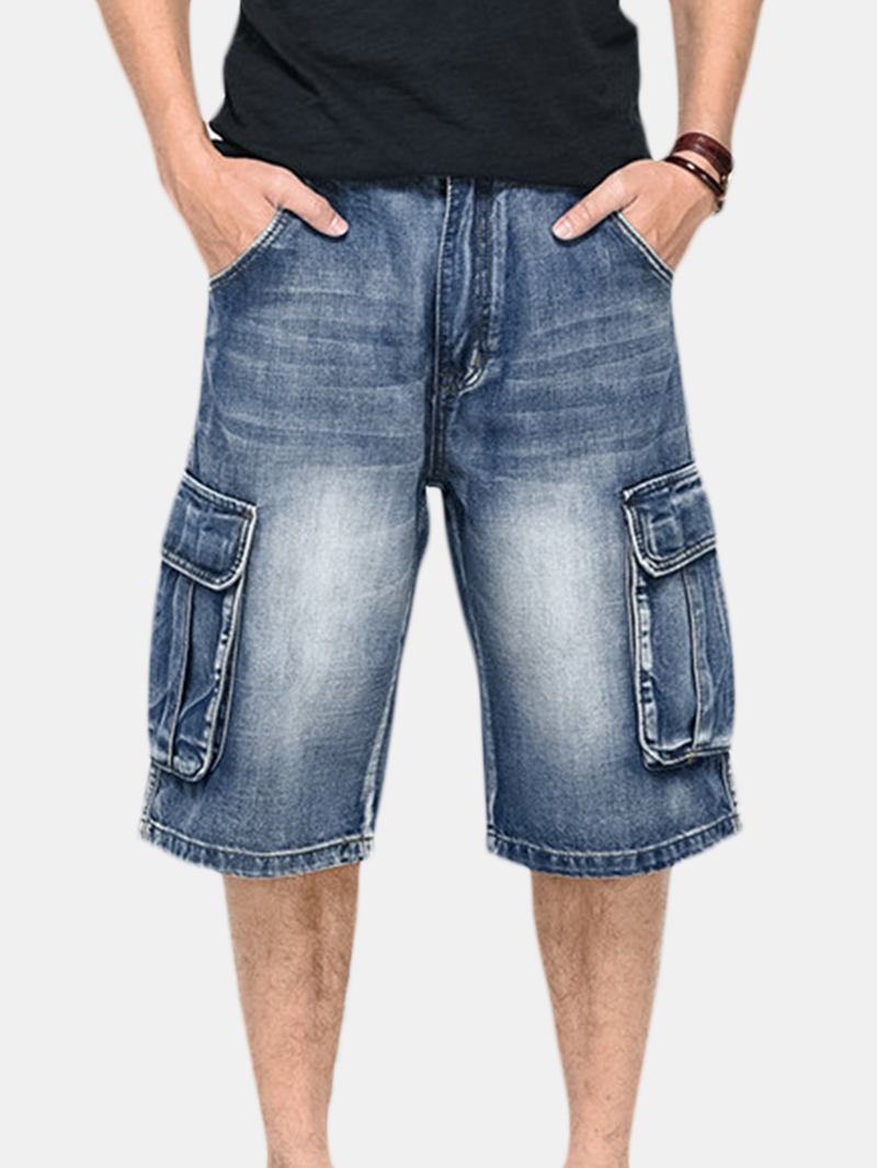 Sommar Herr Stora Fickor Jeans Loose Street Skateboard Jeans Shorts