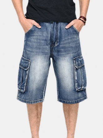 Sommar Herr Stora Fickor Jeans Loose Street Skateboard Jeans Shorts