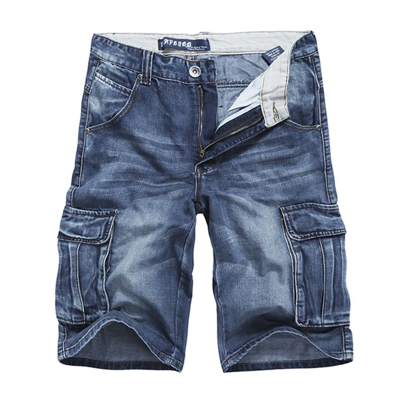 Sommar Herr Stora Fickor Jeans Loose Street Skateboard Jeans Shorts