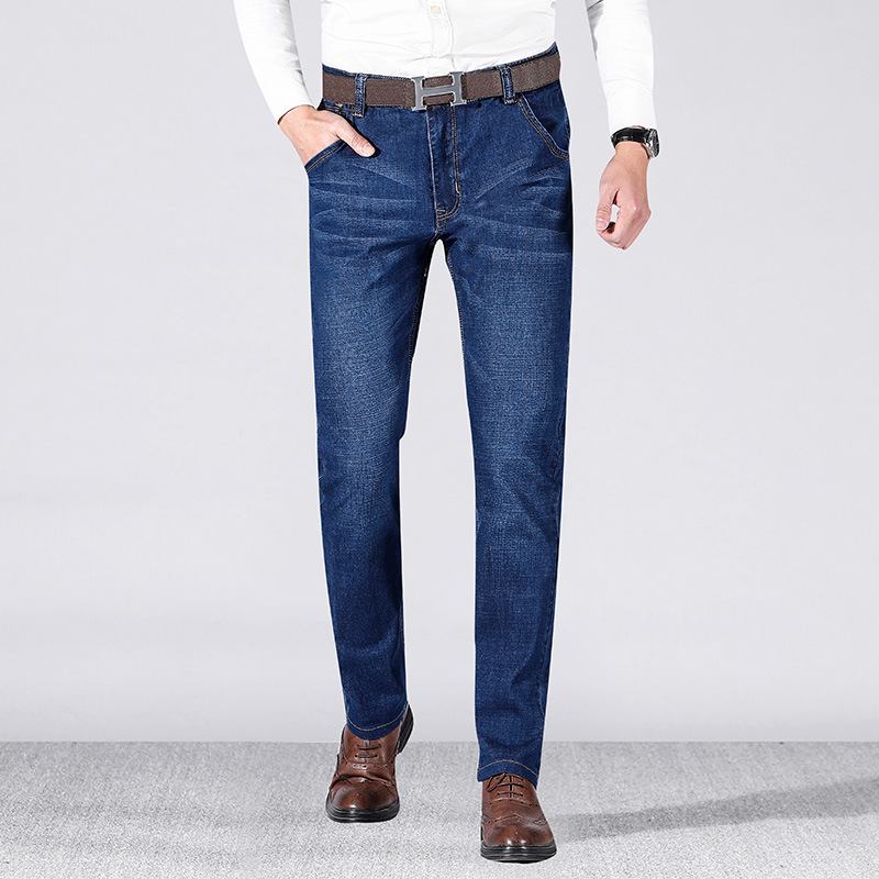 Vår- Och Sommarjeans Herr Stretch Slim Rak Mid-midja Stora Business Casual Byxor