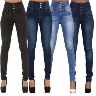 Vår Sommar Kvinna Skinny Jeans Denim Pencil Byxor Toppmärke Stretch Jeans High Waist Byxor Dam High Waist Jeans