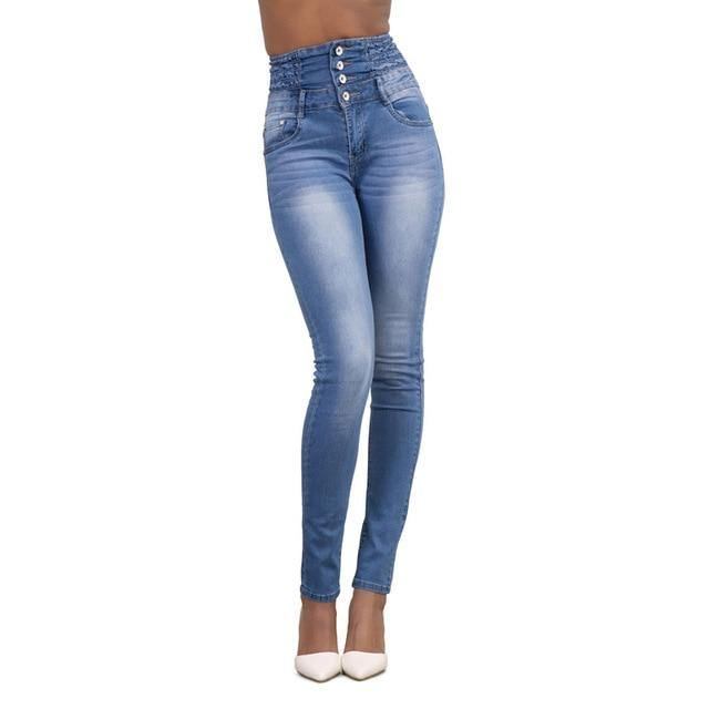 Vår Sommar Kvinna Skinny Jeans Denim Pencil Byxor Toppmärke Stretch Jeans High Waist Byxor Dam High Waist Jeans