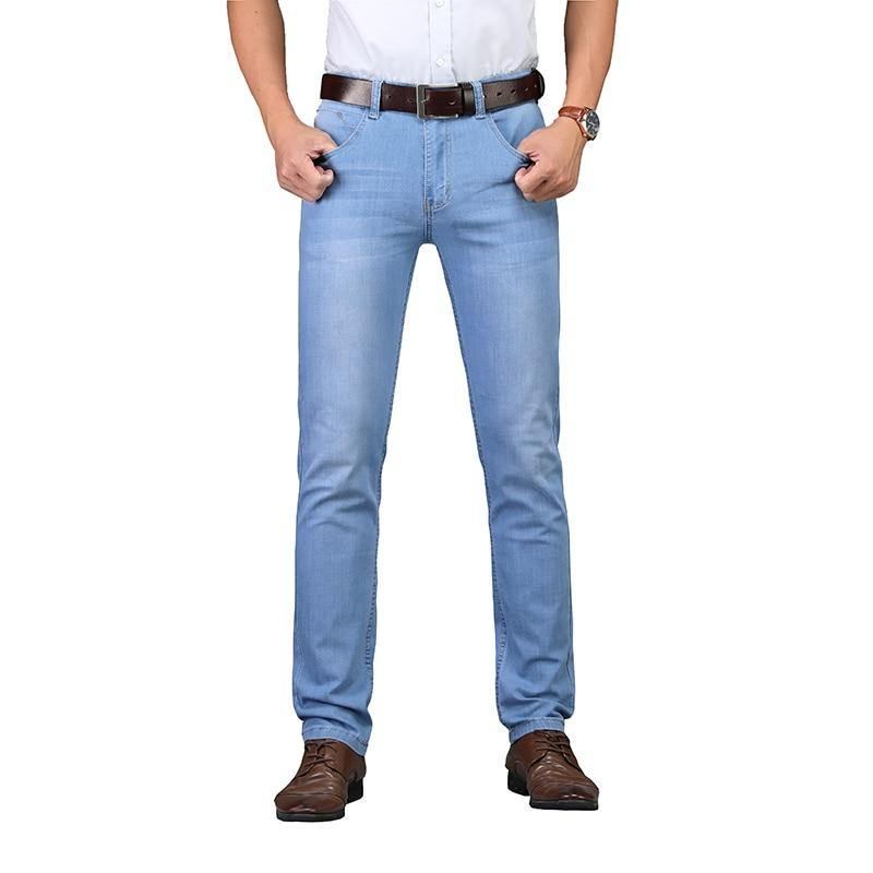 Vår-sommar-stil Utr Thin Herrmärke Jeans Mode Herr Casual Slim Fit Rak Hög Stretch Fötter Skinny Jeans Herr