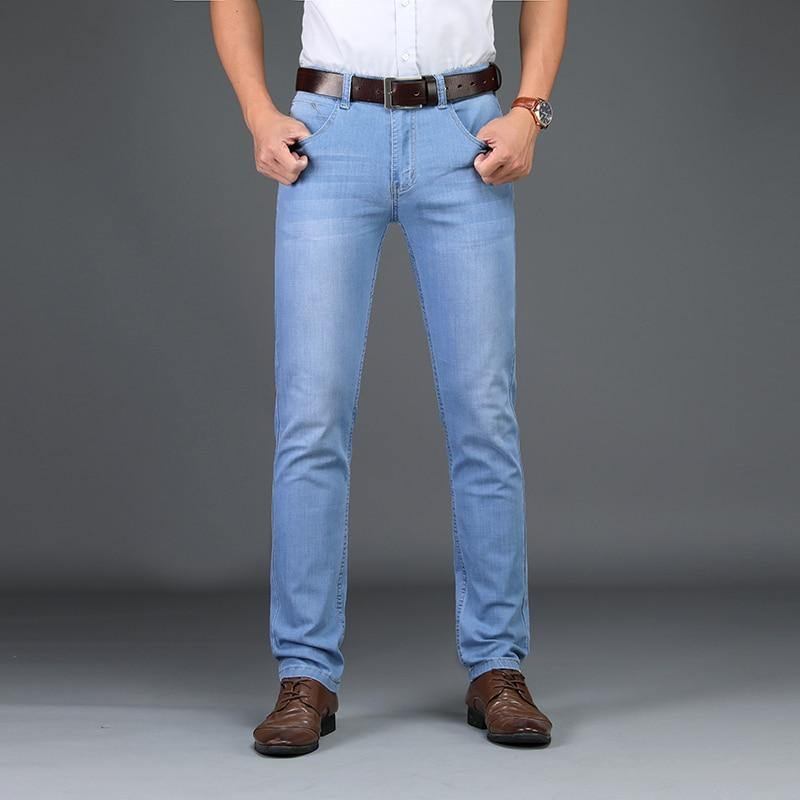 Vår-sommar-stil Utr Thin Herrmärke Jeans Mode Herr Casual Slim Fit Rak Hög Stretch Fötter Skinny Jeans Herr