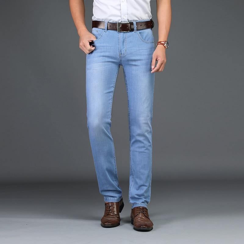 Vår-sommar-stil Utr Thin Herrmärke Jeans Mode Herr Casual Slim Fit Rak Hög Stretch Fötter Skinny Jeans Herr