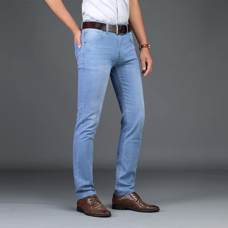 Vår-sommar-stil Utr Thin Herrmärke Jeans Mode Herr Casual Slim Fit Rak Hög Stretch Fötter Skinny Jeans Herr