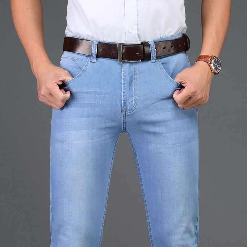 Vår-sommar-stil Utr Thin Herrmärke Jeans Mode Herr Casual Slim Fit Rak Hög Stretch Fötter Skinny Jeans Herr