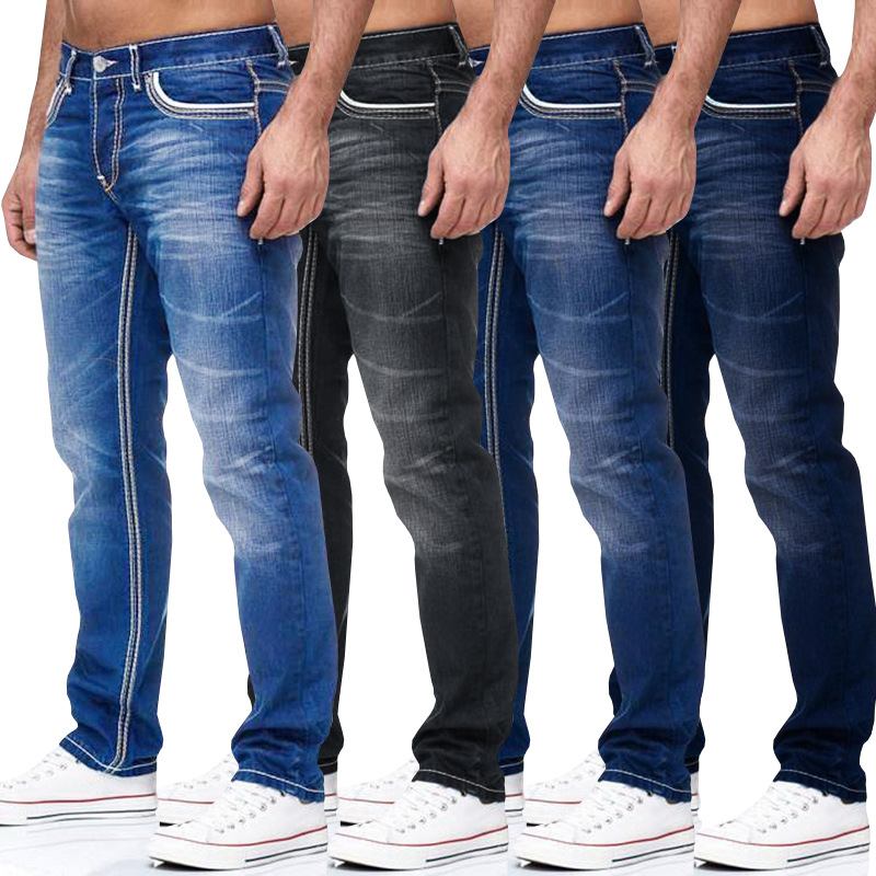 Vita Nödställda Mid-rise Lösa Jeans Med Raka Ben För Män