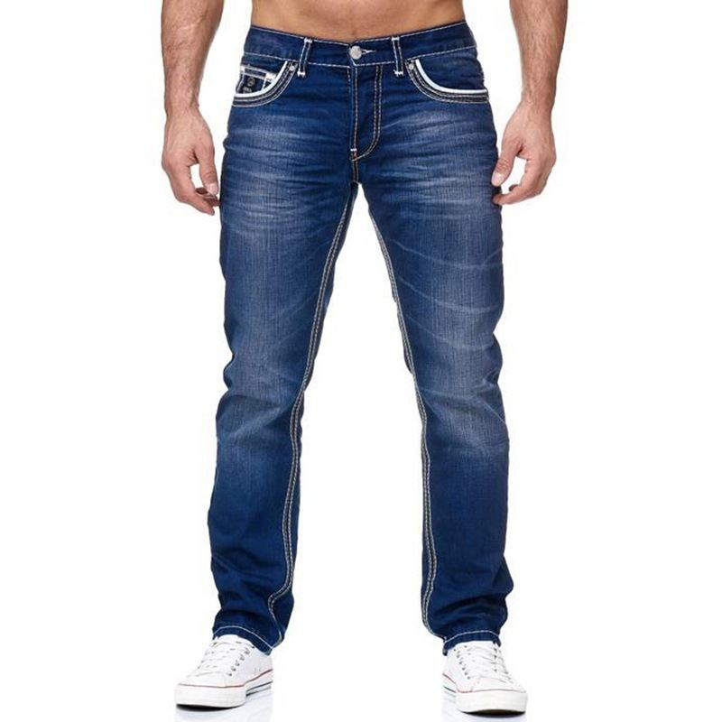 Vita Nödställda Mid-rise Lösa Jeans Med Raka Ben För Män