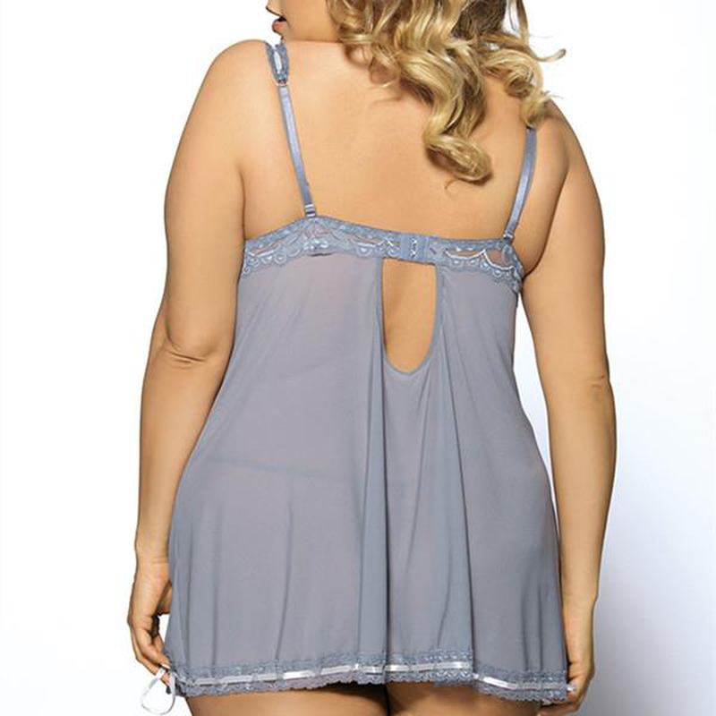 Plus Size Dam Remmar Spets Sovkläder Nattlinne Babydoll