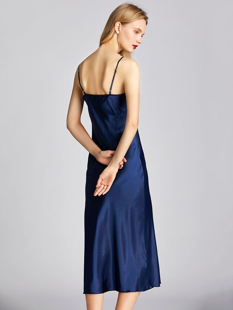 Satin Sling Flora Med Tryck Backless Tunn Longlined Nattlinne Nattlinne