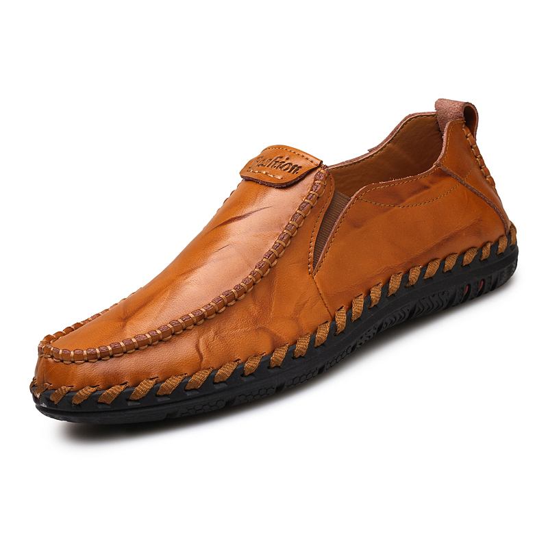 Handsömmar För Män Sfot-läder Halkfri Sula Slip-on Casual Körskor