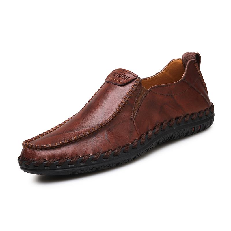 Handsömmar För Män Sfot-läder Halkfri Sula Slip-on Casual Körskor