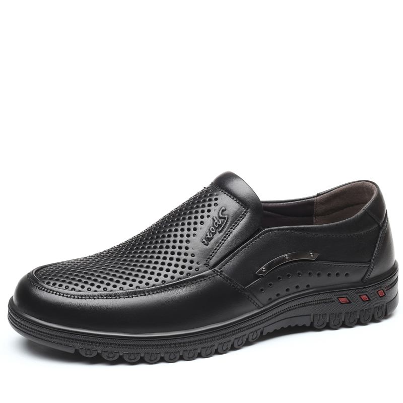 Män Äkta Läder Andas Mjuk Botten Slip On Casual Business Skor