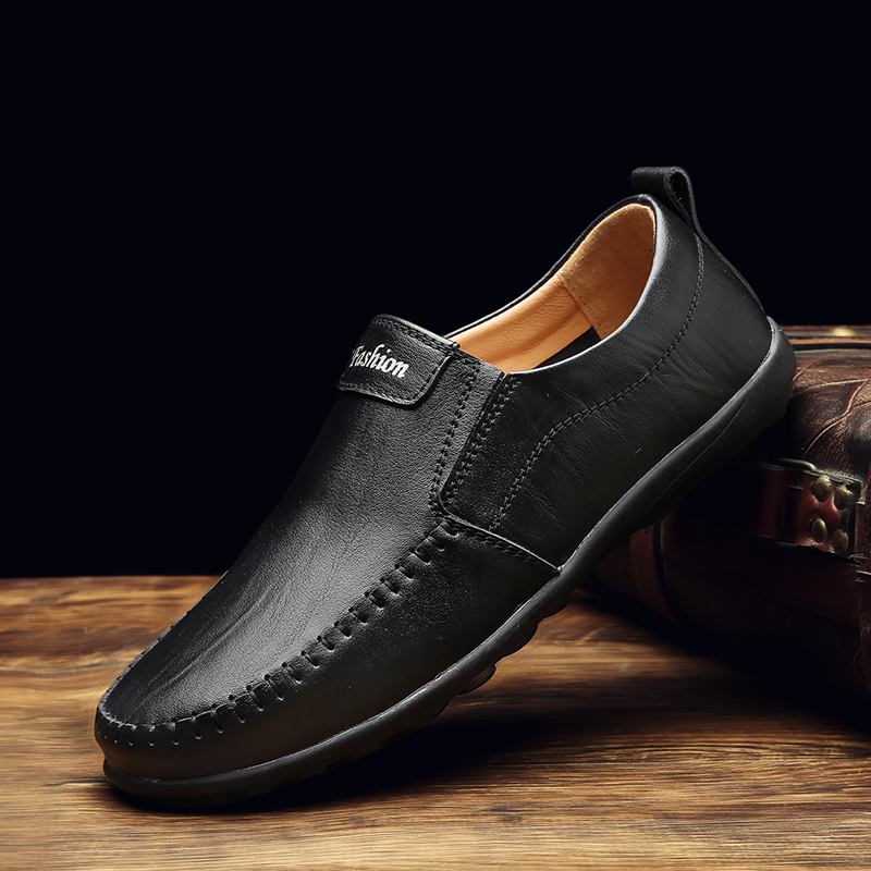 Män Äkta Läder Andas Mjuk Botten Slip-on-körning Casual Business Loafers Skor