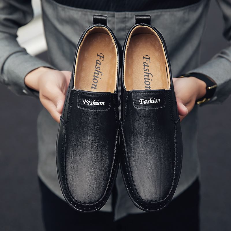 Män Äkta Läder Andas Mjuk Botten Slip-on-körning Casual Business Loafers Skor