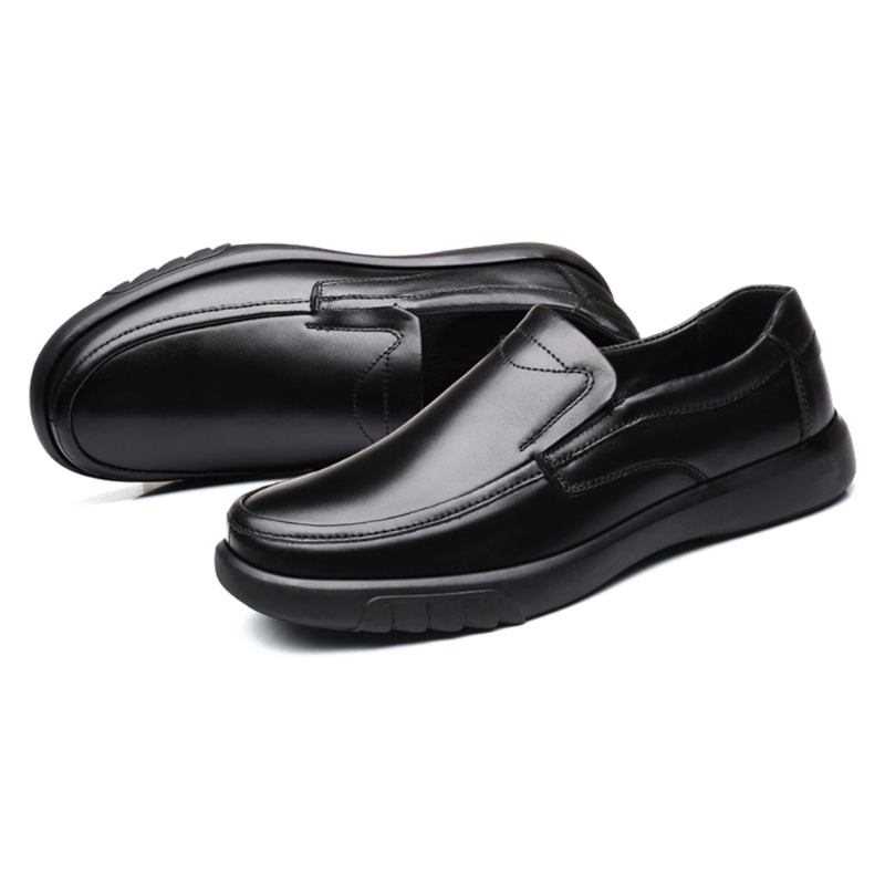 Män Äkta Läder Ren Färg Mjuk Halkfri Casual Flats