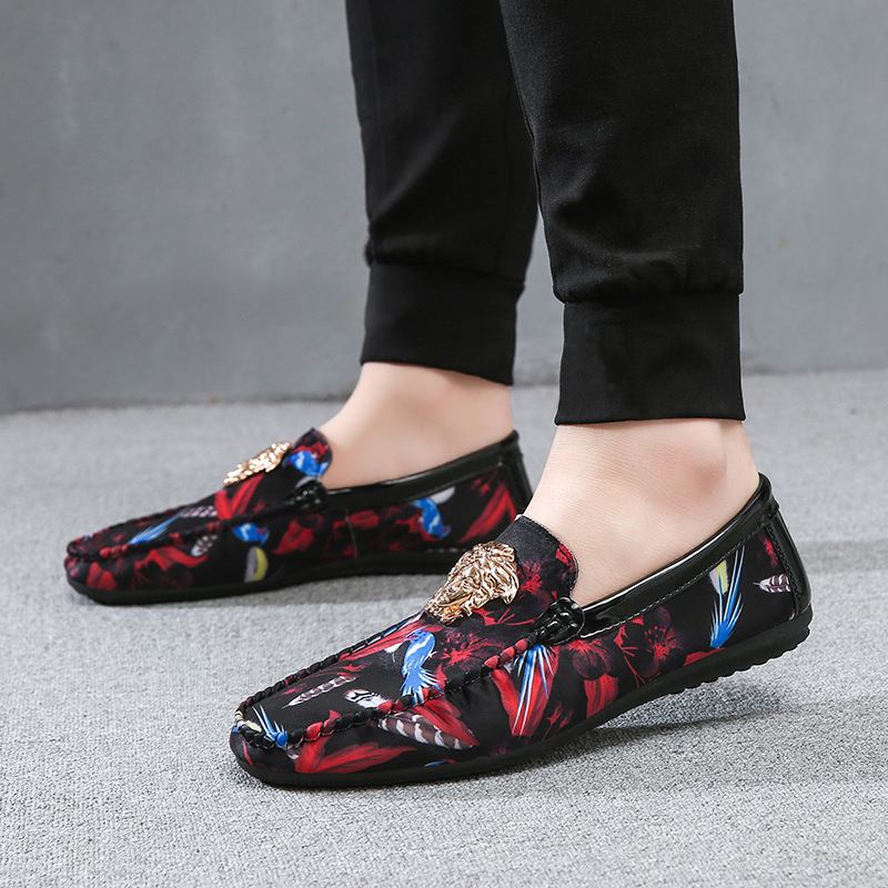 Män Blommiga Tryckta Halksäkra Casual Walking Driving Loafers