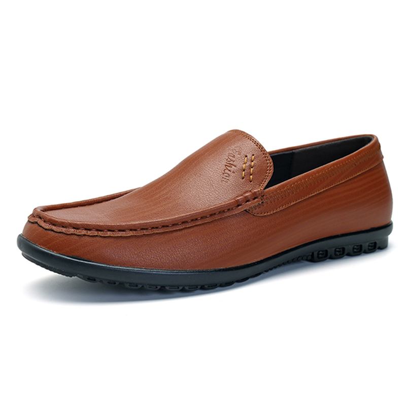 Män Casual Business Sole Äkta Läder Slip On Loafers Flats