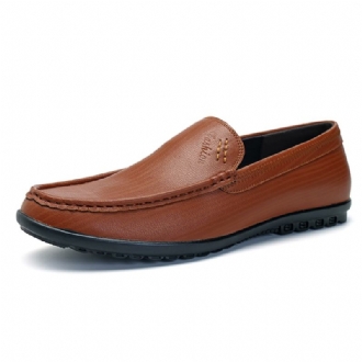 Män Casual Business Sole Äkta Läder Slip On Loafers Flats