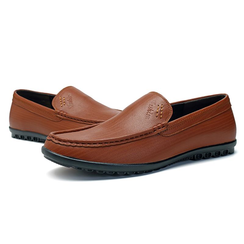 Män Casual Business Sole Äkta Läder Slip On Loafers Flats