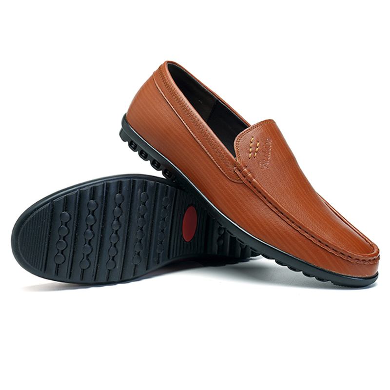 Män Casual Business Sole Äkta Läder Slip On Loafers Flats