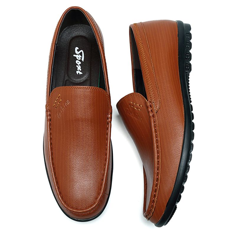 Män Casual Business Sole Äkta Läder Slip On Loafers Flats