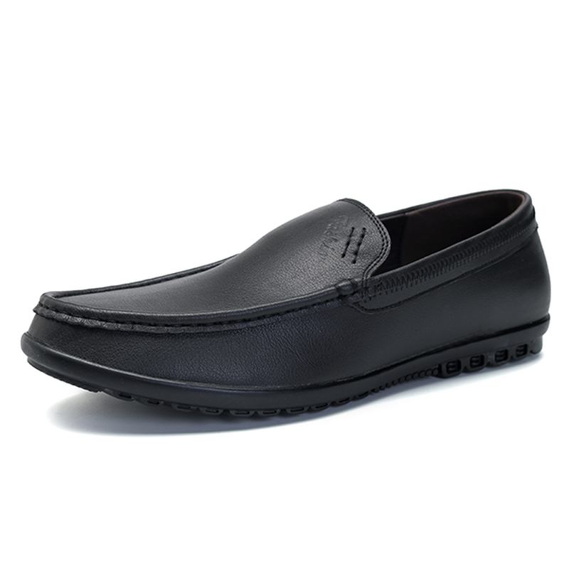 Män Casual Business Sole Äkta Läder Slip On Loafers Flats