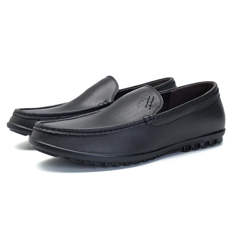 Män Casual Business Sole Äkta Läder Slip On Loafers Flats