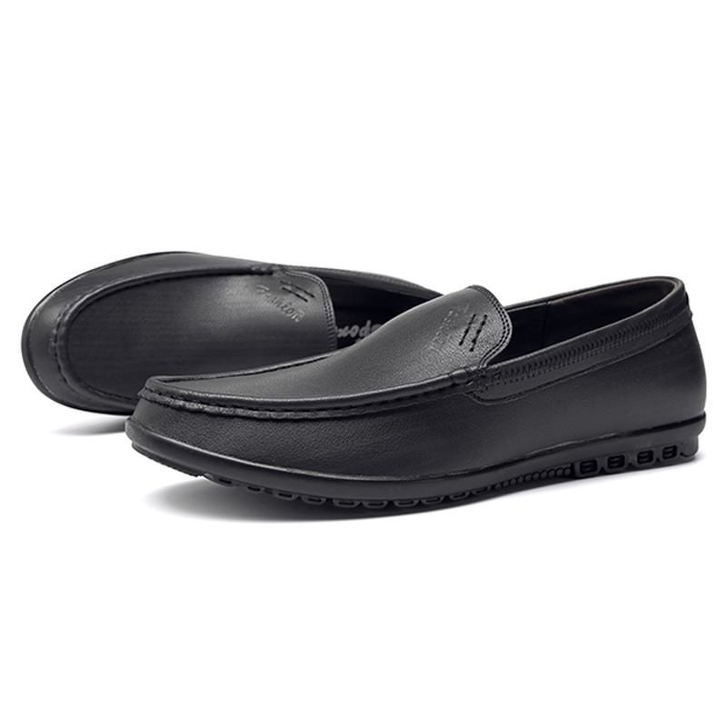 Män Casual Business Sole Äkta Läder Slip On Loafers Flats