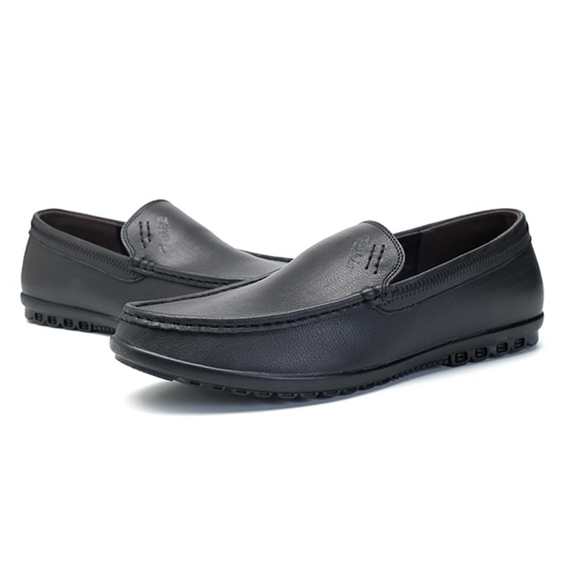 Män Casual Business Sole Äkta Läder Slip On Loafers Flats