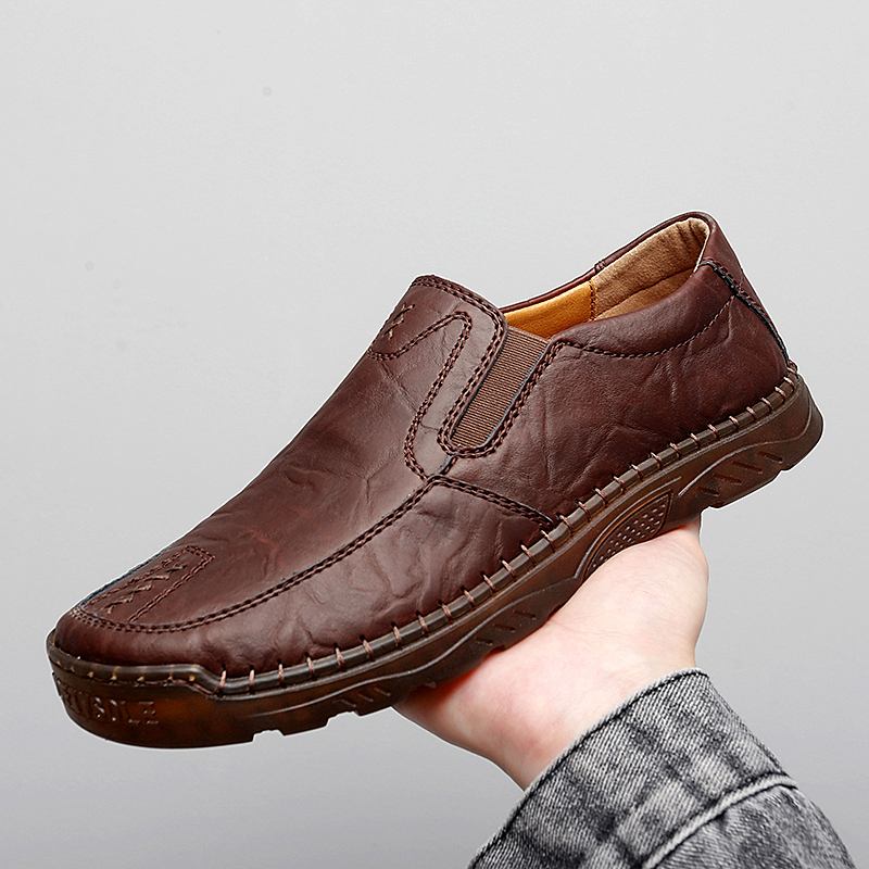 Män Kohud Andas Handsömmar Mjuk Sula Kort Slip On Casual Shoes