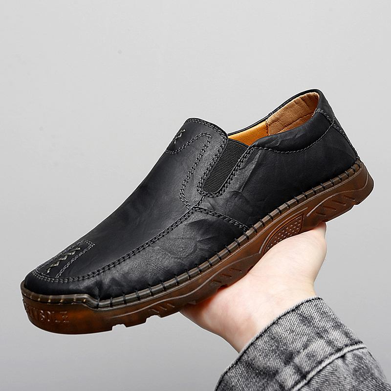 Män Kohud Andas Handsömmar Mjuk Sula Kort Slip On Casual Shoes