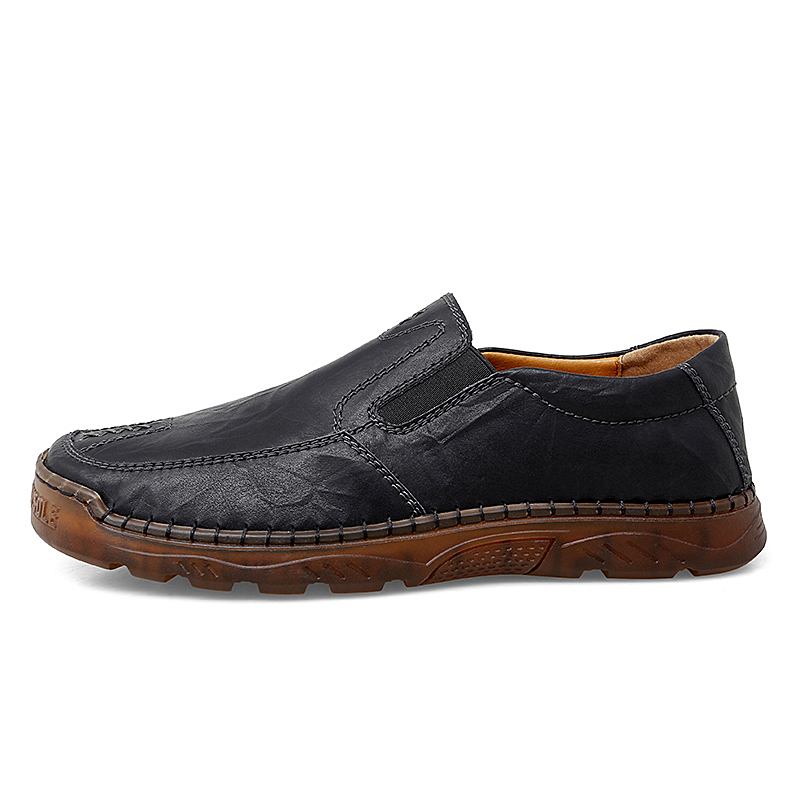 Män Kohud Andas Handsömmar Mjuk Sula Kort Slip On Casual Shoes