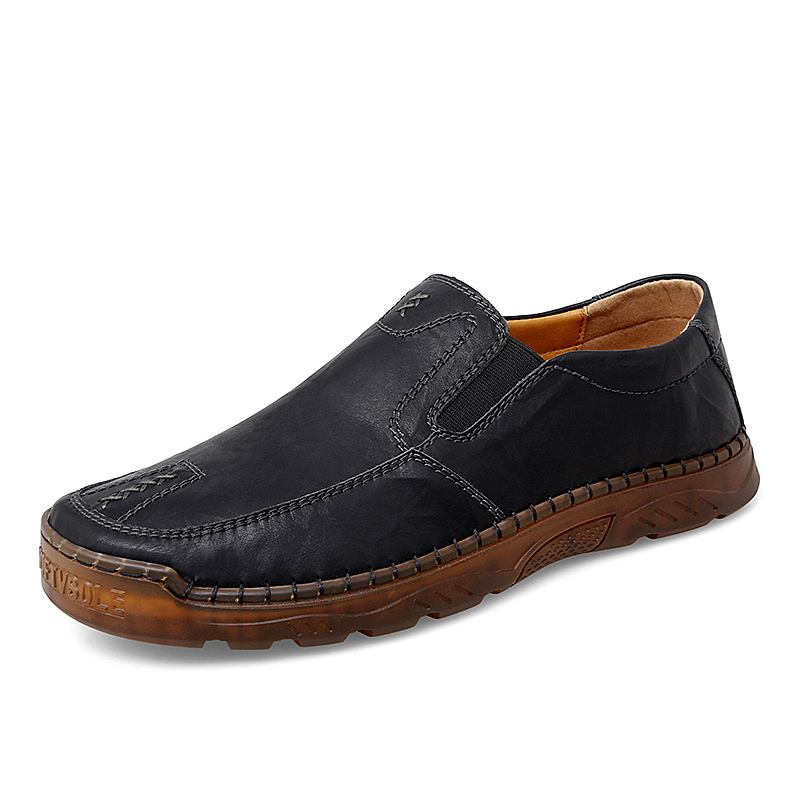 Män Kohud Andas Handsömmar Mjuk Sula Kort Slip On Casual Shoes