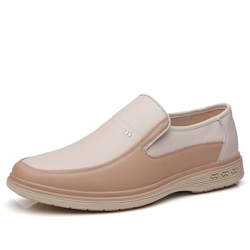 Män Kohud Ihålig Andas Mjuk Botten Slip On Casual Läderskor